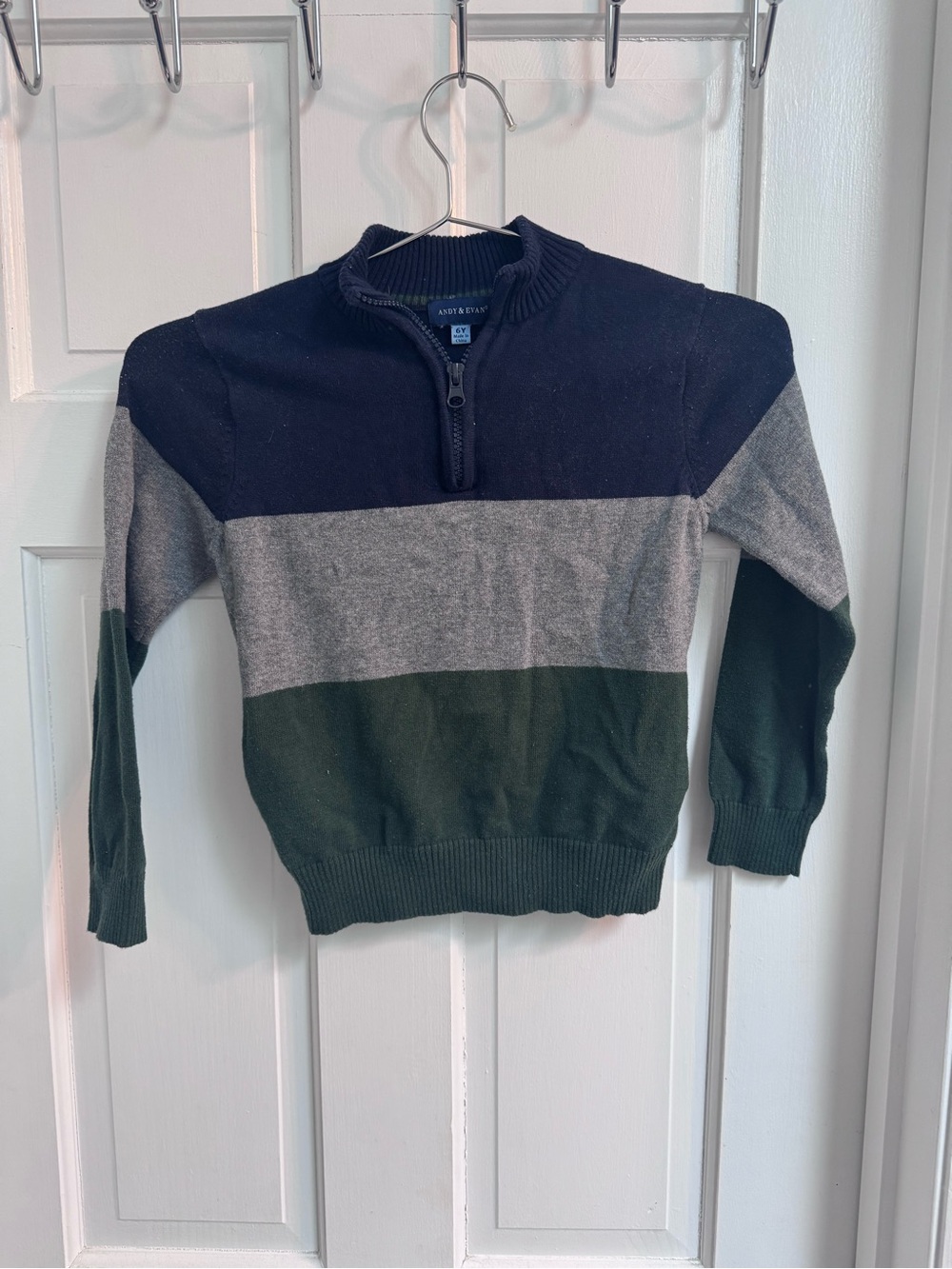 Andy & Evan Navy, Gray & Green Colorblock Half-Zip Sweater